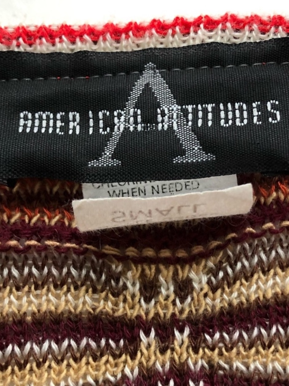 American Attitudes Faux‑Wrap Stripe Knit Top Tie‑Back 3/4 Sleeves Junior S - Picture 5 of 16